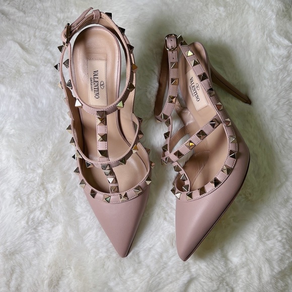 ❤️SOLD❤️Valentino rockstud smooth leather slingbacks pumps 37 - Picture 2 of 11